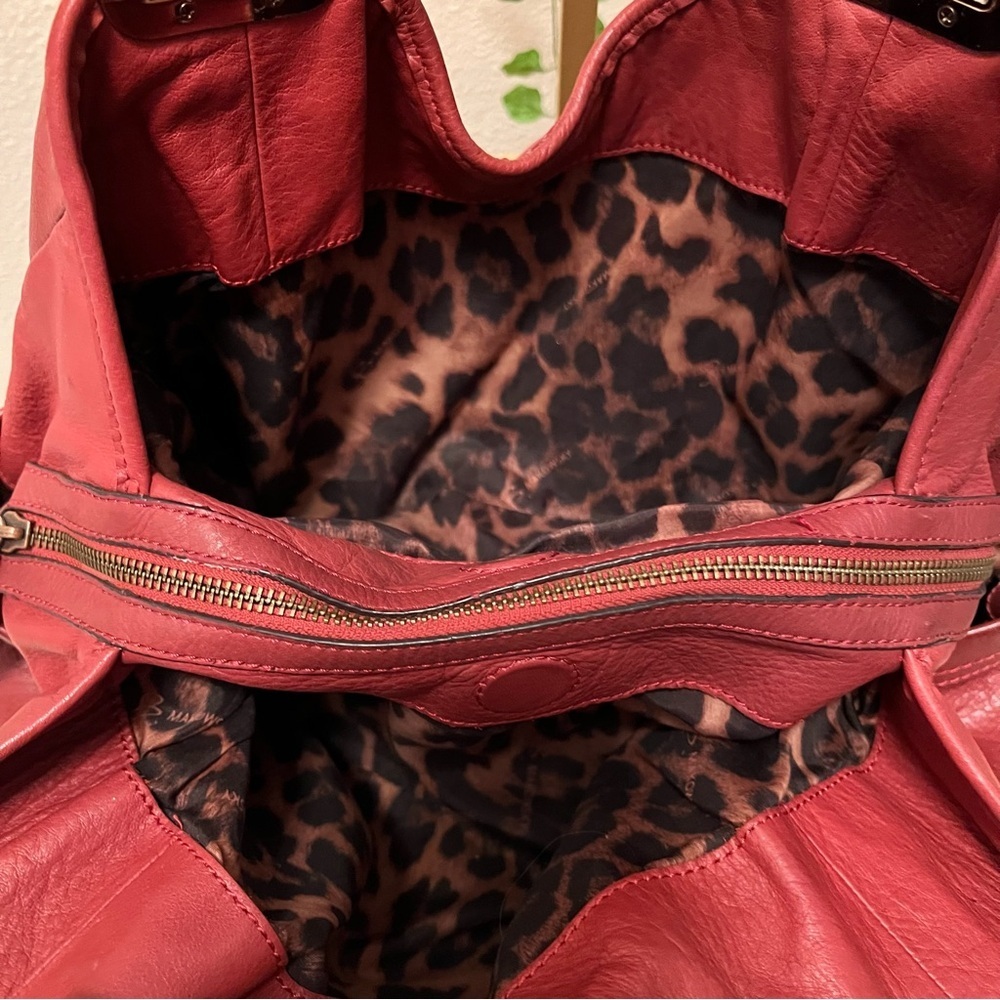 B Makowsky Red Pebbled Leather Hobo Shoulder Bag Large - Picture 5 of 13